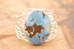 Genuine Golden Hill Turquoise Sterling Silver Branch Ring